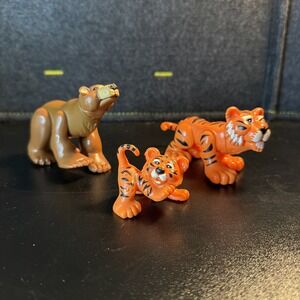 1995 Vintage FISHER PRICE ANIMAL FAMILIES‎ Brown Bear Grizzly 2 Tigers Lot of 3